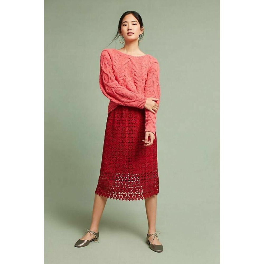 NWT ANTHROPOLOGIE RED MAYA CUTOUT SKIRT size XS